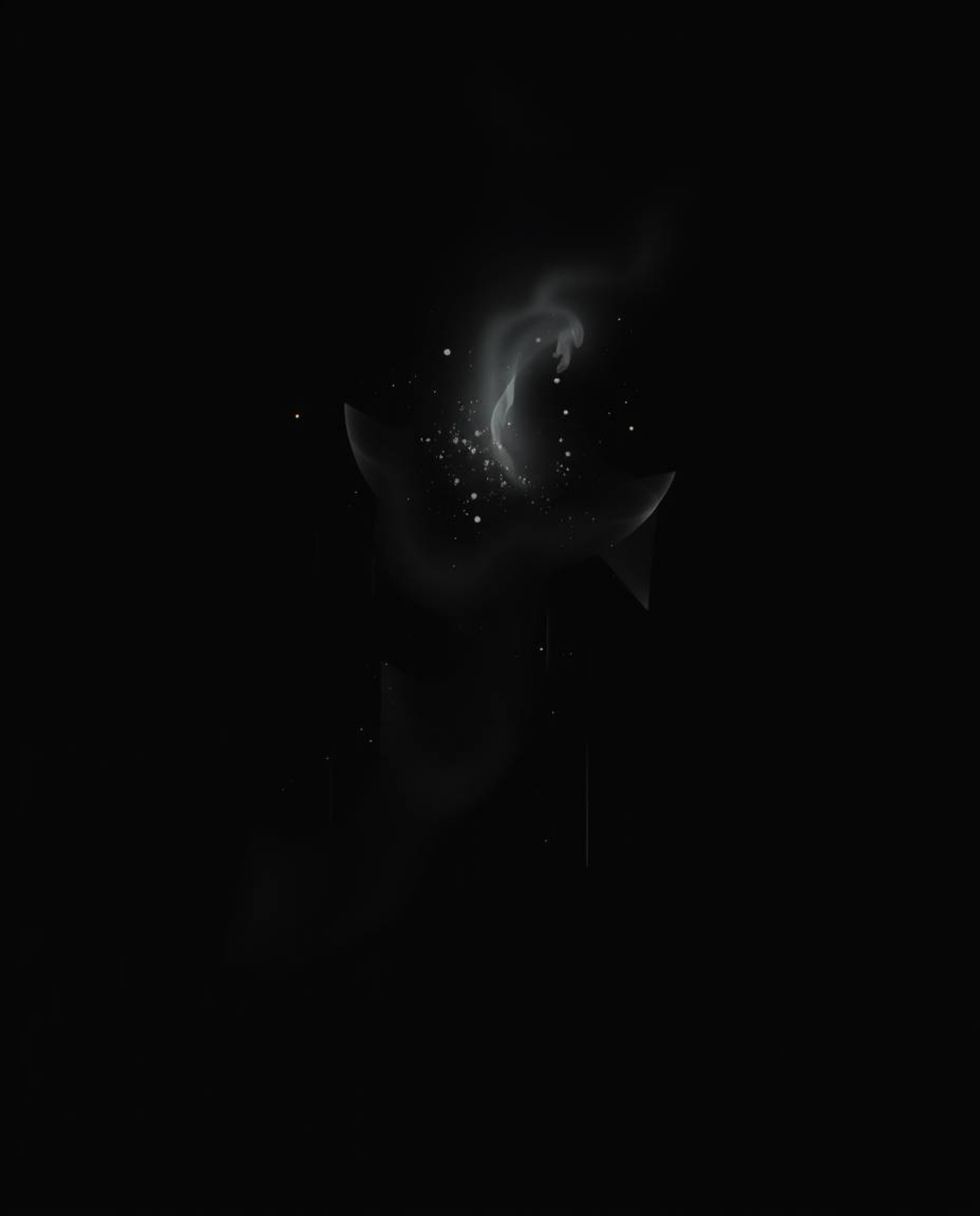 Explore a collection of ethereal, spiritual abstract art featuring intense jet black backgrounds, abstract shapes with glitch