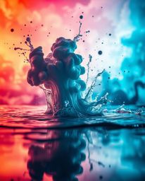 Explore captivating macro photography featuring ink splashes in water, creating grand and epic scenes. These images showcase 