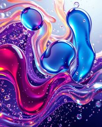Immerse yourself in a world of glassy, fluid 3D shapes gracefully in motion, enveloped by a mesmerizing dance of glowing part