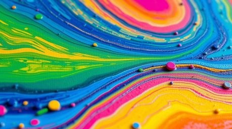 Explore a stunningly detailed acrylic painting captured in extreme macro close-up. This piece showcases neon gradient texture