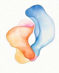 Explore a mesmerizing 3D illustration featuring delicate watercolor paintings of fluid shapes seamlessly morphing into one an