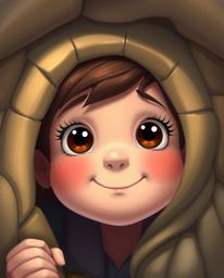 A charming individual with captivating large eyes, rosy cheeks, and a sweet smile unexpectedly stumbles upon a hidden undergr