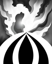 This classic black and white image captures intense dramatic weather through a minimalist geometric pattern inspired by Bauha