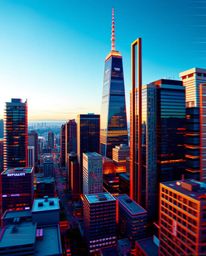 A high-resolution stock photo showcasing a glitchy and distorted cityscape with professional quality and commercial appeal. T