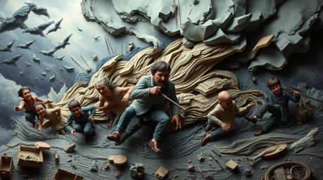 Experience an intense chase scene brought to life with exaggerated squash and stretch animation, meticulously sculpted in lay