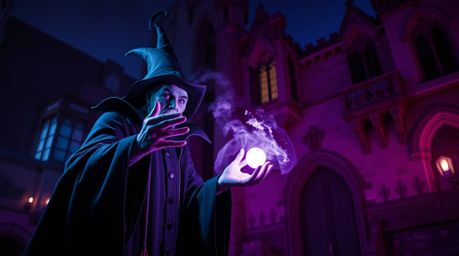 A captivating image blending classic Disney villain aesthetics with the spontaneity of candid street photography.  The scene 