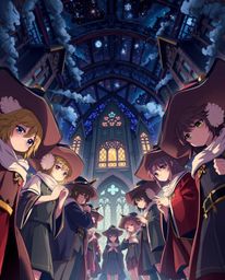Immerse yourself in a low-angle, Isekai anime style illustration showcasing a magical school teeming with expressive young wi