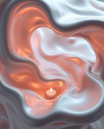 Experience a mesmerizing high-angle view of smooth, 3D fluid shapes adorned with metallic textures, gracefully floating in ze