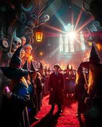 Explore a dreamlike, surreal vision of a magical school brimming with young wizards.  This fantastical artwork showcases biza