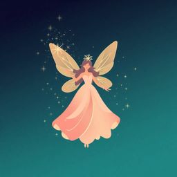 Immerse yourself in a mystic and enchanting world with this high-angle perspective, modern flat design of a fairy godmother.