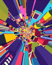A captivating abstract city map showcasing a dramatic, lively, and energetic composition of geometric shapes.  Viewed from a 