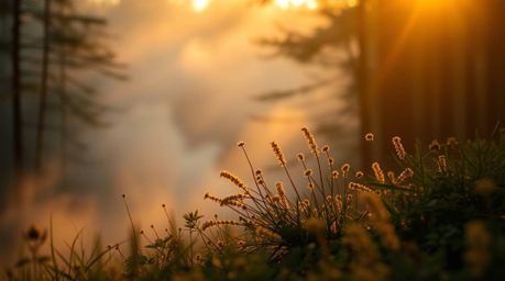 Capture the mystic allure of a forest at golden hour with this extreme macro close-up.  Gentle color contrasts create an ench