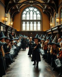 This high-resolution stock photo depicts a captivating magical school brimming with young wizards. Professionally shot for c