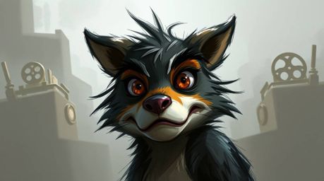 Discover a captivating digital painting of a sarcastic animal sidekick with expressive eyes. Rendered with loose painterly s