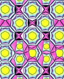 Explore a mesmerizing high-angle, hand-drawn sketch featuring a seamless geometric pattern composed of hexagons and triangles