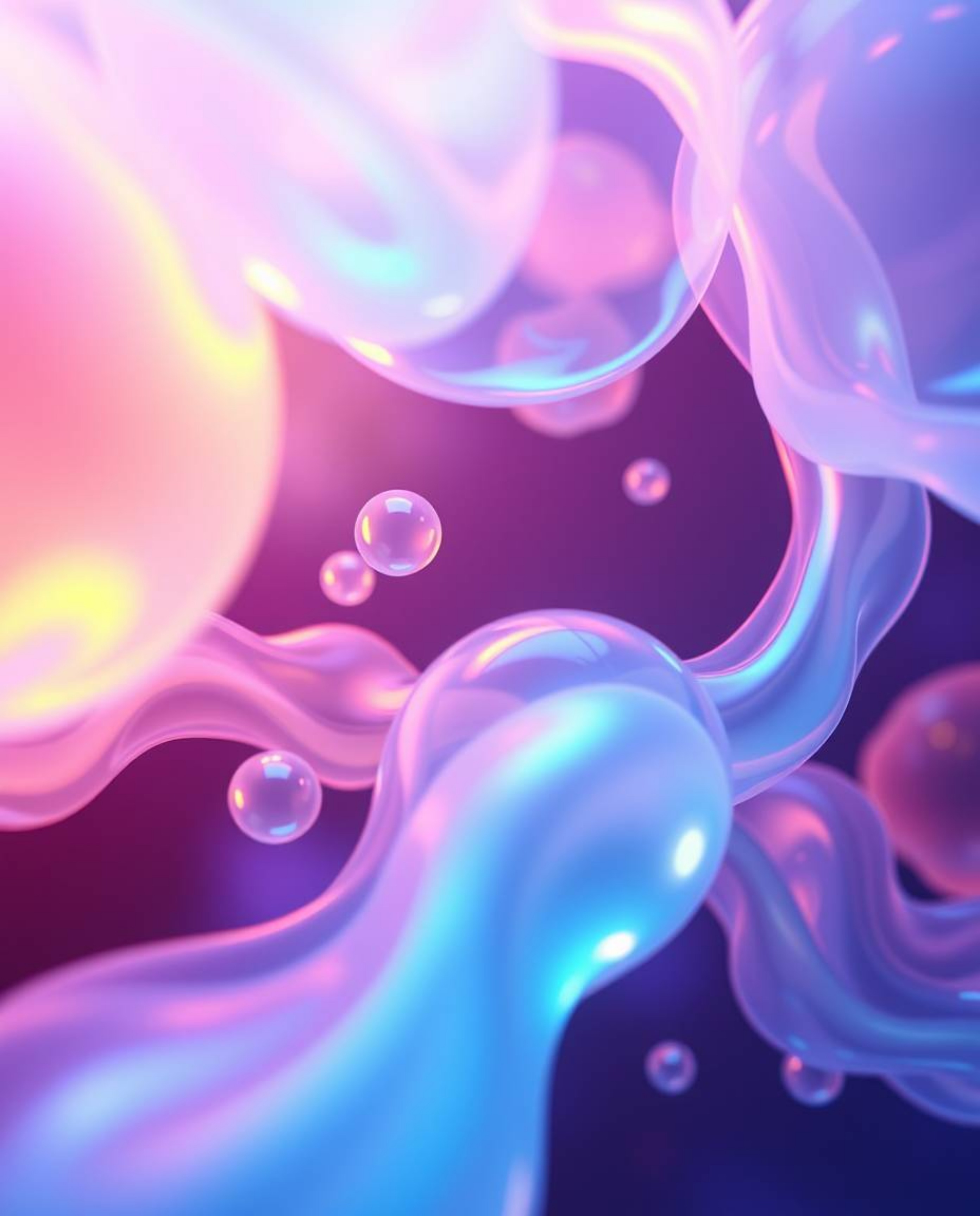 Explore captivating 3D renders of fluid organic blobs, showcasing translucent materials gracefully floating in space.  These 