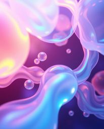 Explore captivating 3D renders of fluid organic blobs, showcasing translucent materials gracefully floating in space.  These 