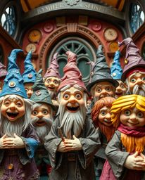 Explore a magical school brought to life through layered papier-mâché, showcasing young wizards in a vibrant and energetic sc