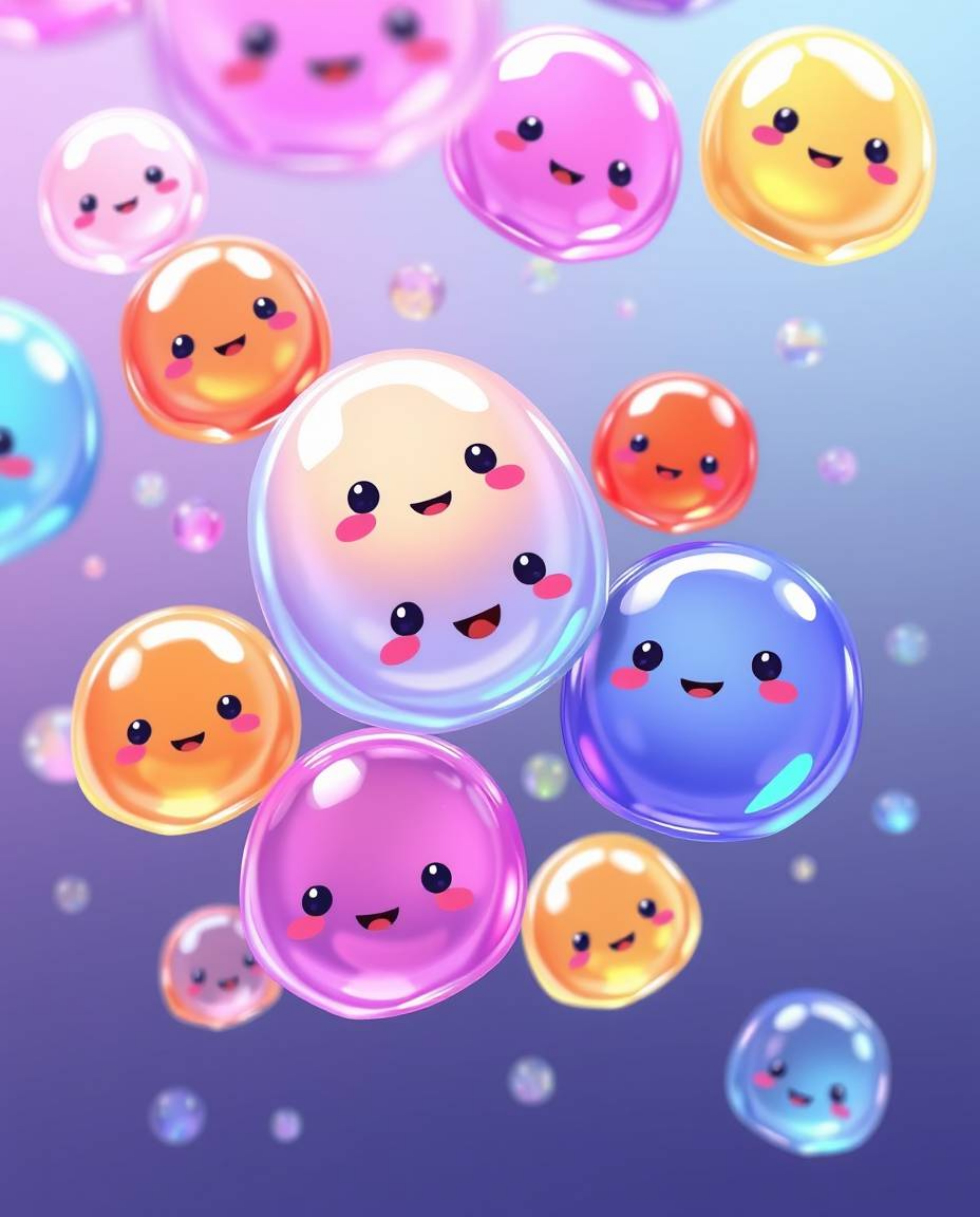 Explore a world of adorable and charming floating 3D blobs of fluid jelly. These vibrant illustrations showcase synthetic tex