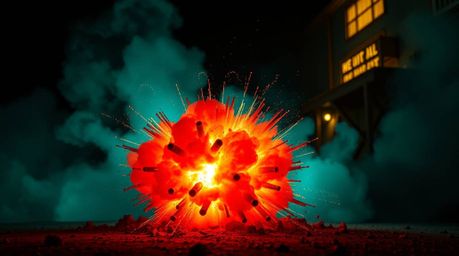 Witness a classic exploding TNT gag set in the Wild West, rendered in captivating deep teal bioluminescent colors. This vibra