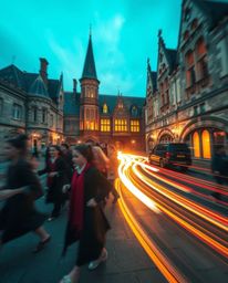 Immerse yourself in the enchanting world of long exposure photography, capturing the magical atmosphere of a wizarding school