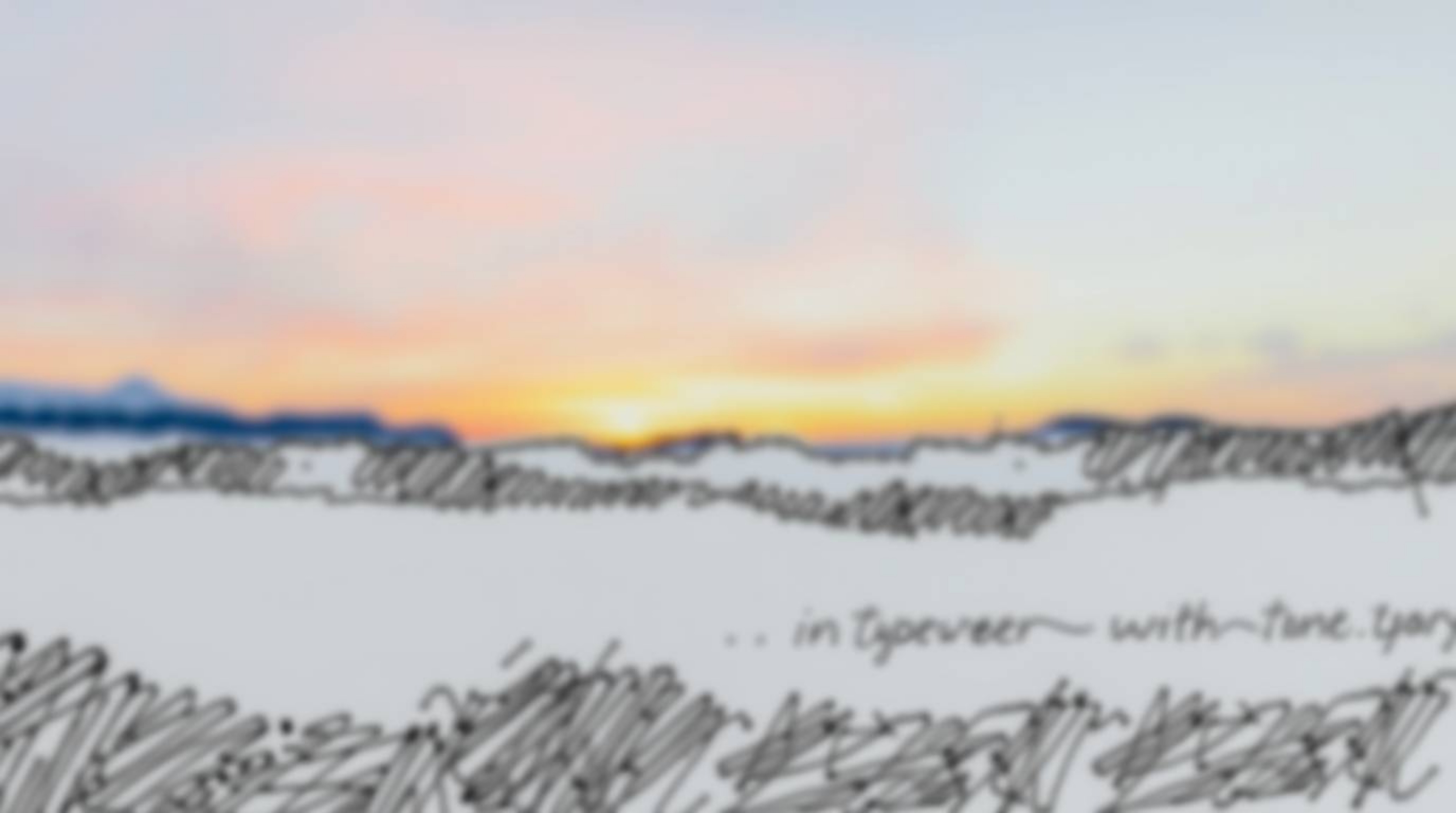A captivating hand-drawn sketch depicts the ethereal beauty of the Northern Lights emerging over a vibrant sunset sky.  The i