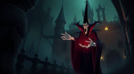 Experience a chilling animation of a classic Disney villain casting a spell within the eerie confines of an old castle. The