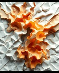 Discover breathtaking imagery of surreal, origami-style 3D fluid shapes resembling melted glass.  This hyperrealistic, sci-fi