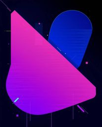 This abstract artwork features captivating shapes distorted with glitch effects, fragmentation, and scanlines, rendered in a 