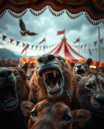 Explore a stunning high-resolution stock photo capturing an extreme macro close-up detail within a vibrant carnival overtaken