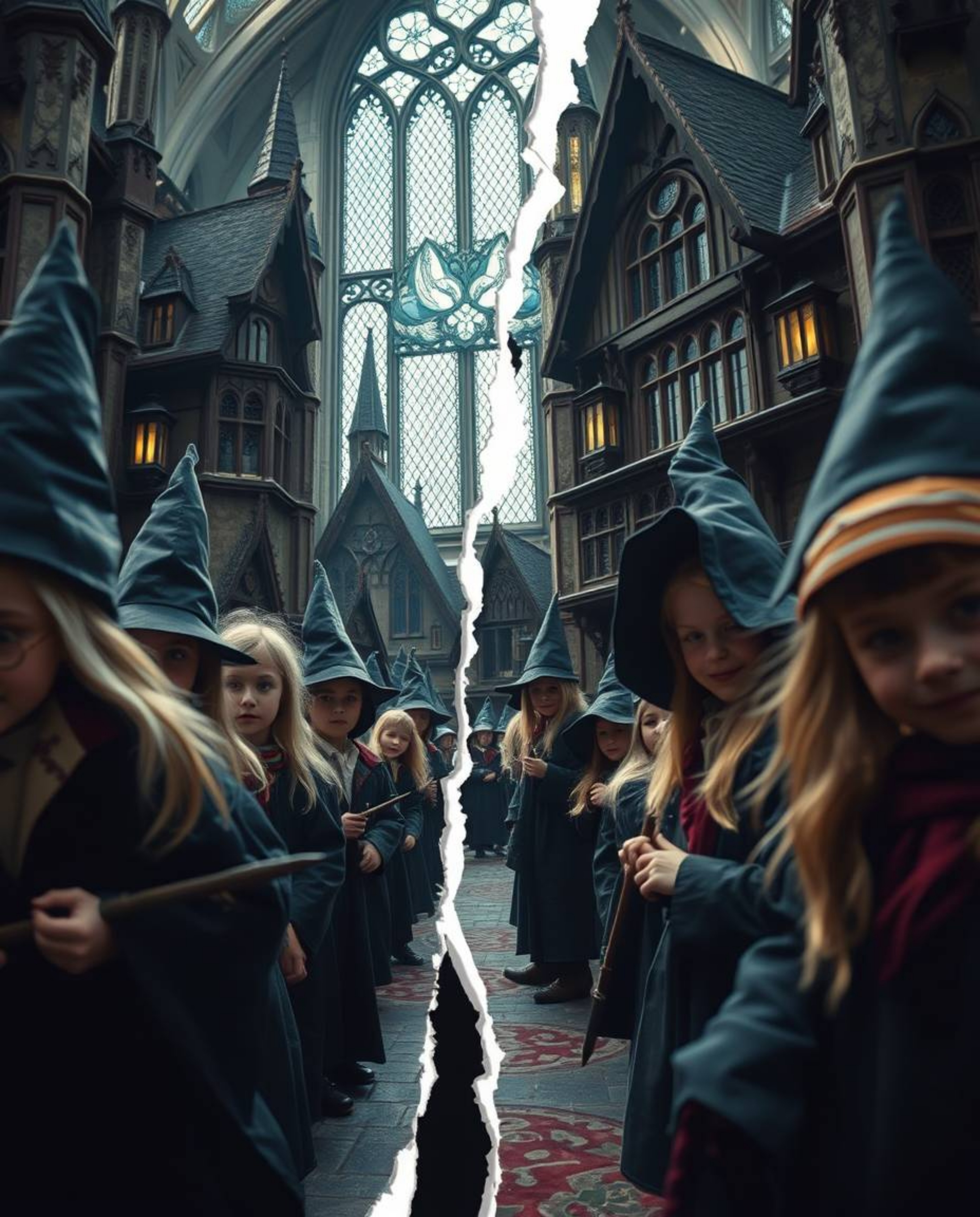 Explore a magical school teeming with young wizards in this collection of distinct split extreme macro close-up images. Each 