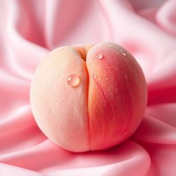 Experience the captivating world of ASMR with this surreal close-up image. Featuring a blushing pink peach delicately resting