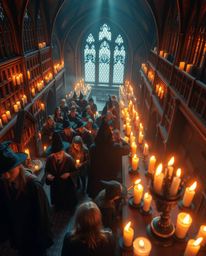 Experience a warm and enchanting bird's-eye view of a magical school teeming with young wizards. The school is bathed in the 