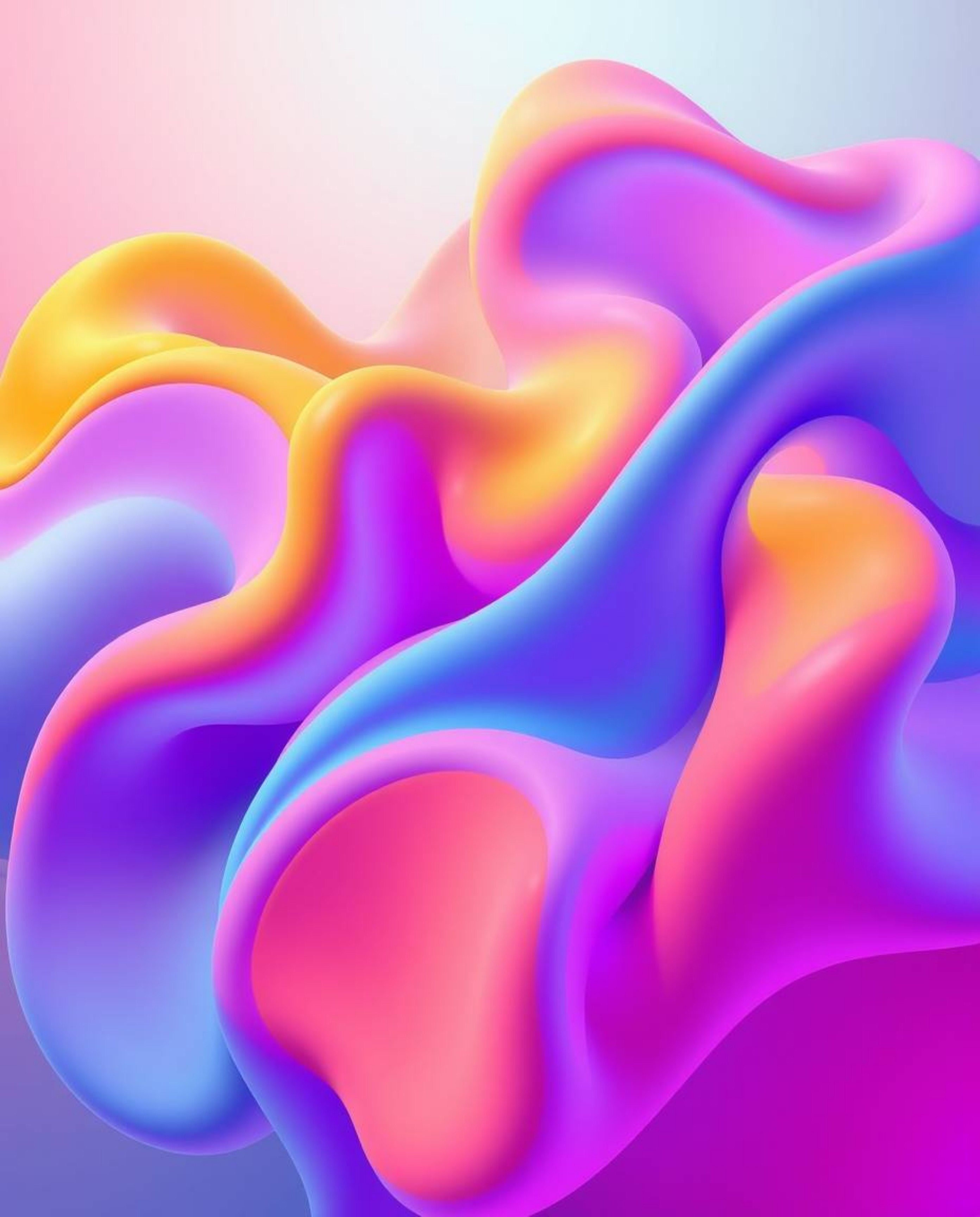 This captivating 3D illustration showcases bright, vibrant colors and fluid shapes seamlessly morphing into each other in an 