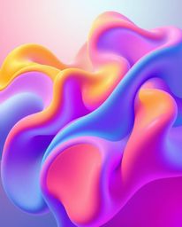 This captivating 3D illustration showcases bright, vibrant colors and fluid shapes seamlessly morphing into each other in an 