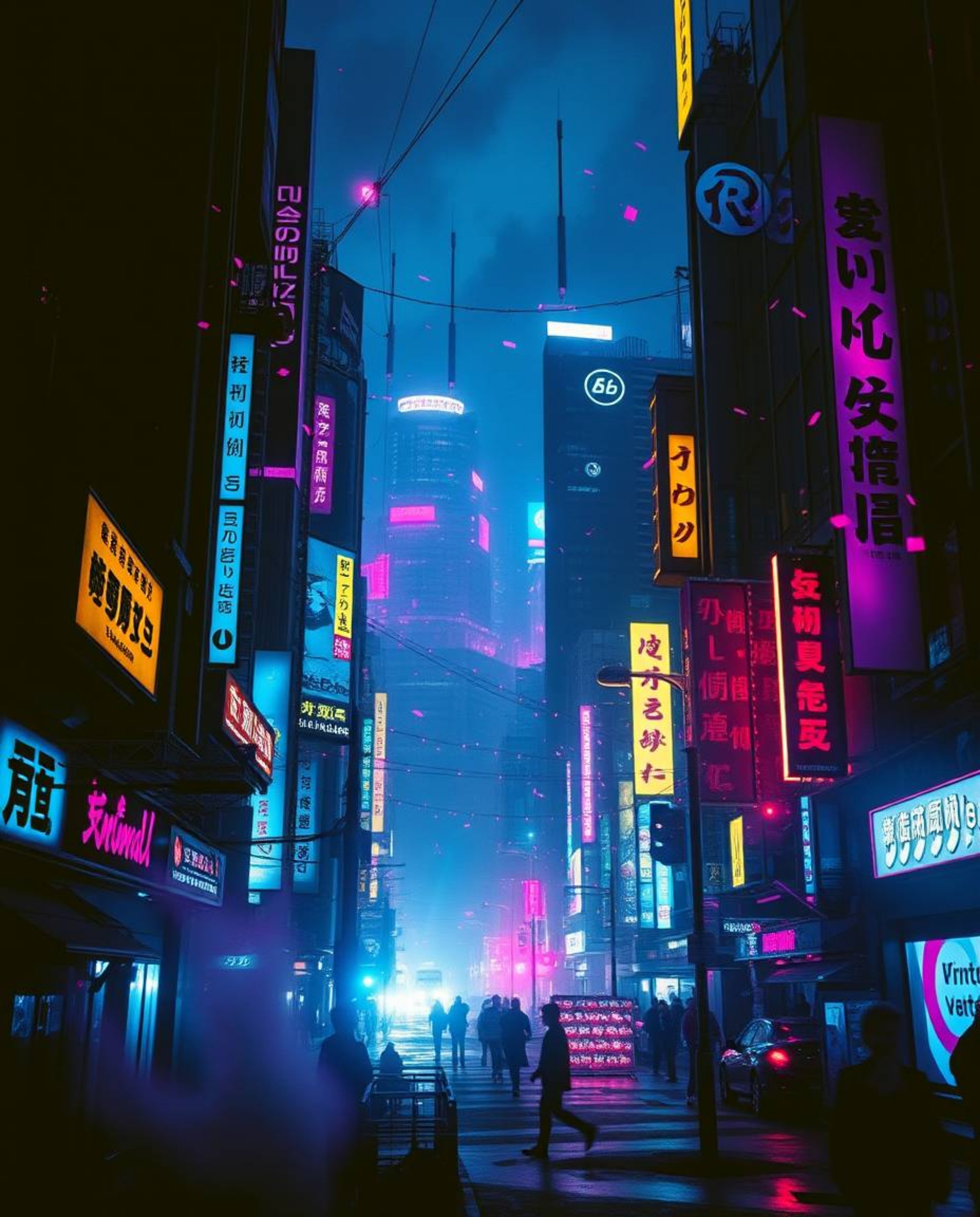 Immerse yourself in a dramatic cinematic artwork featuring a futuristic cityscape and cyberpunk environment.  The piece showc
