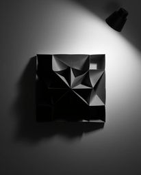 Explore our high-resolution monochrome stock photo featuring a captivating 3D geometric pattern that mimics folded paper. The