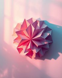 Explore a mesmerizing image featuring a 3D geometric pattern reminiscent of folded paper, bathed in vibrant complementary col