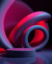 Explore the dramatic interplay of high contrast lighting and 3D shapes in this futuristic art style. Rich burgundy and deep b