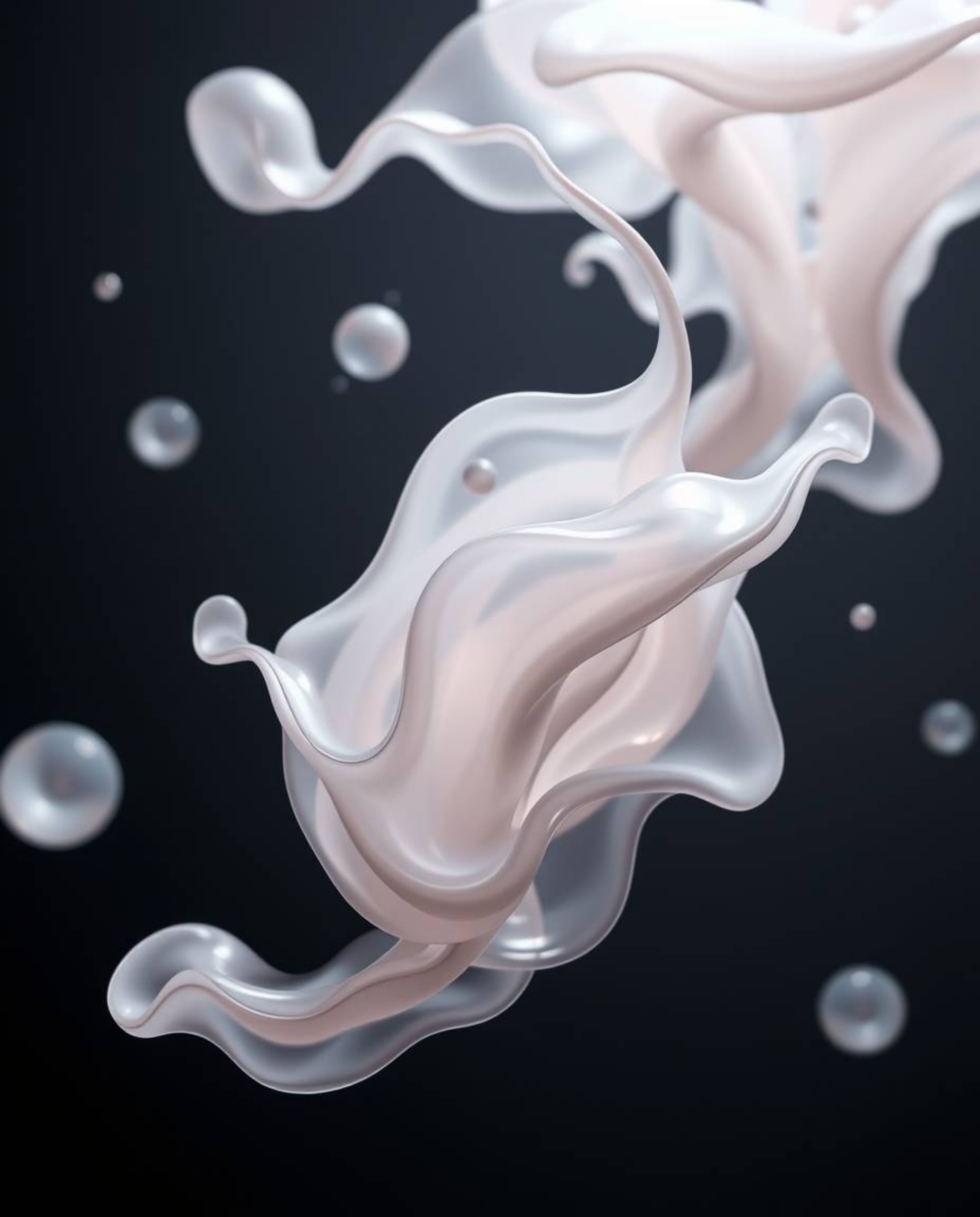 Explore captivating 3D renders featuring graceful, elegant, and fluid organic blobs crafted from translucent materials, seemi