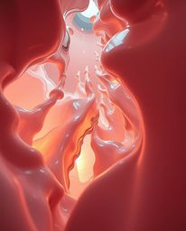 Explore a captivating low-angle fine art photograph showcasing surreal 3D fluid shapes that resemble melted glass within a hy