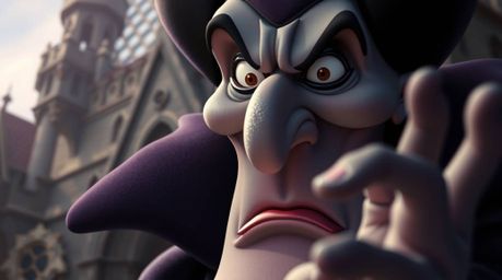 This artwork captures a tight close-up of a classic Disney villain, rendered with intricate detail as they cast a spell withi