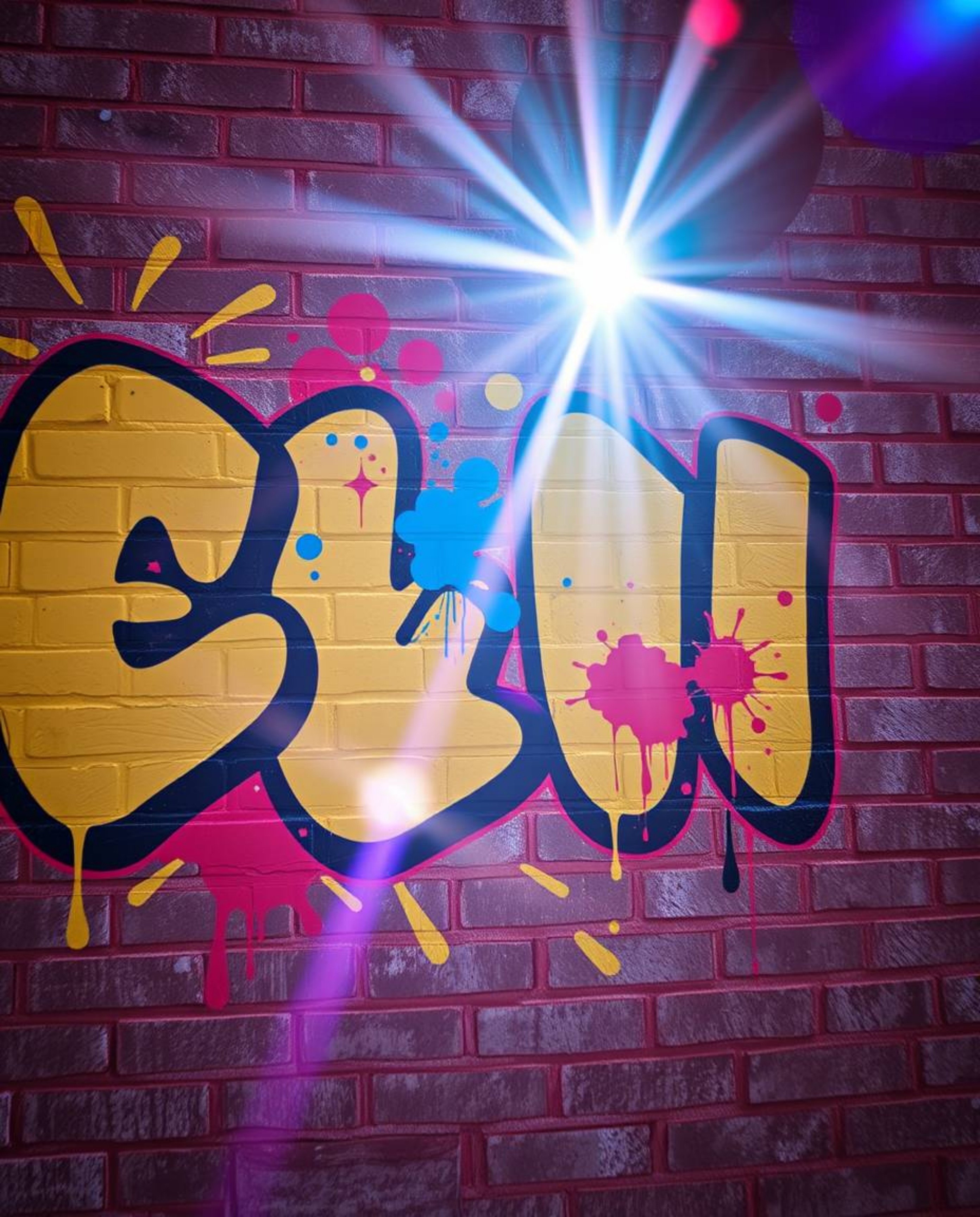 Explore a surreal world with this infrared photograph showcasing vibrant graffiti splashes on a brick wall. The image feature