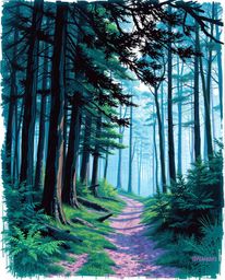 A captivating hand-drawn sketchnote illustration depicting a natural forest scene infused with a digital glitch effect.  The 