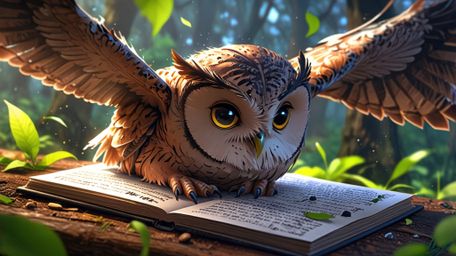 In a wonderfully imaginative and heartwarming scene, created in a beautiful blend of Pixar and anime styles, a wise blind owl