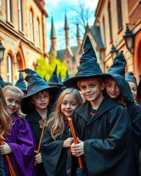 Capture the vibrant and spontaneous energy of a magical school filled with young wizards in these candid street photographs. 
