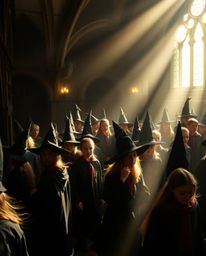 Discover a magical school brimming with young wizards.  Experience a dreamy atmosphere created by soft, hazy lighting, contra