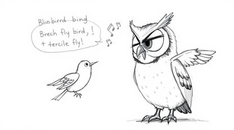 A heartwarming hand-drawn sketch in the style of Pixar depicts a blind owl with exceptionally expressive eyes. This unique ow