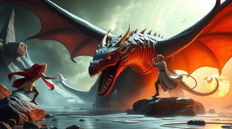 Witness an epic clash between a charming prince and a formidable dragon in this stunning animation. Rendered in a vibrant 19