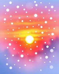 This is a hand-drawn color sketchnote that captures snowflakes falling during a vibrant sunset. The artwork is characterized 